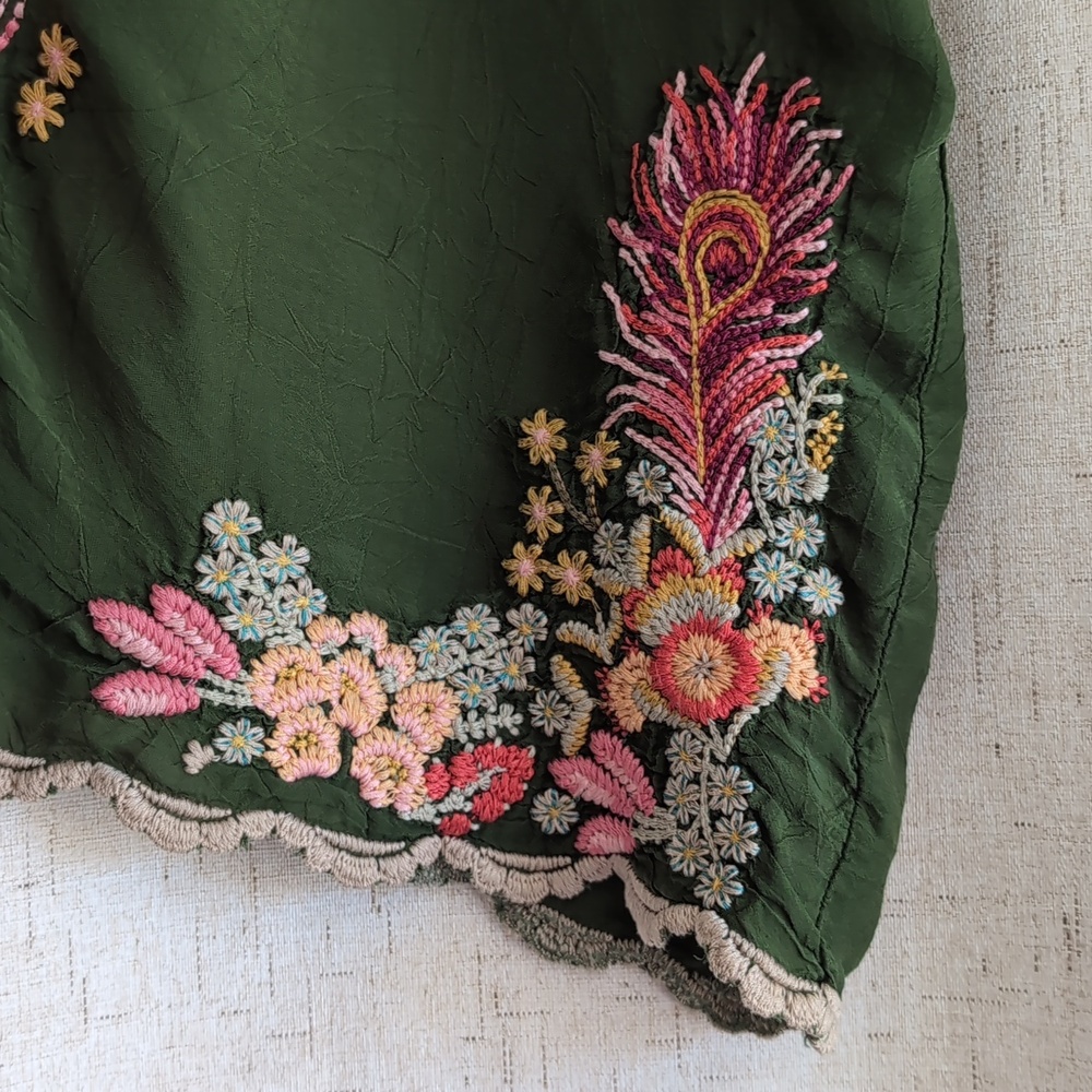 Johnny Was Bellefleur Embroidered Blouse Green Size Small - Picture 6 of 9